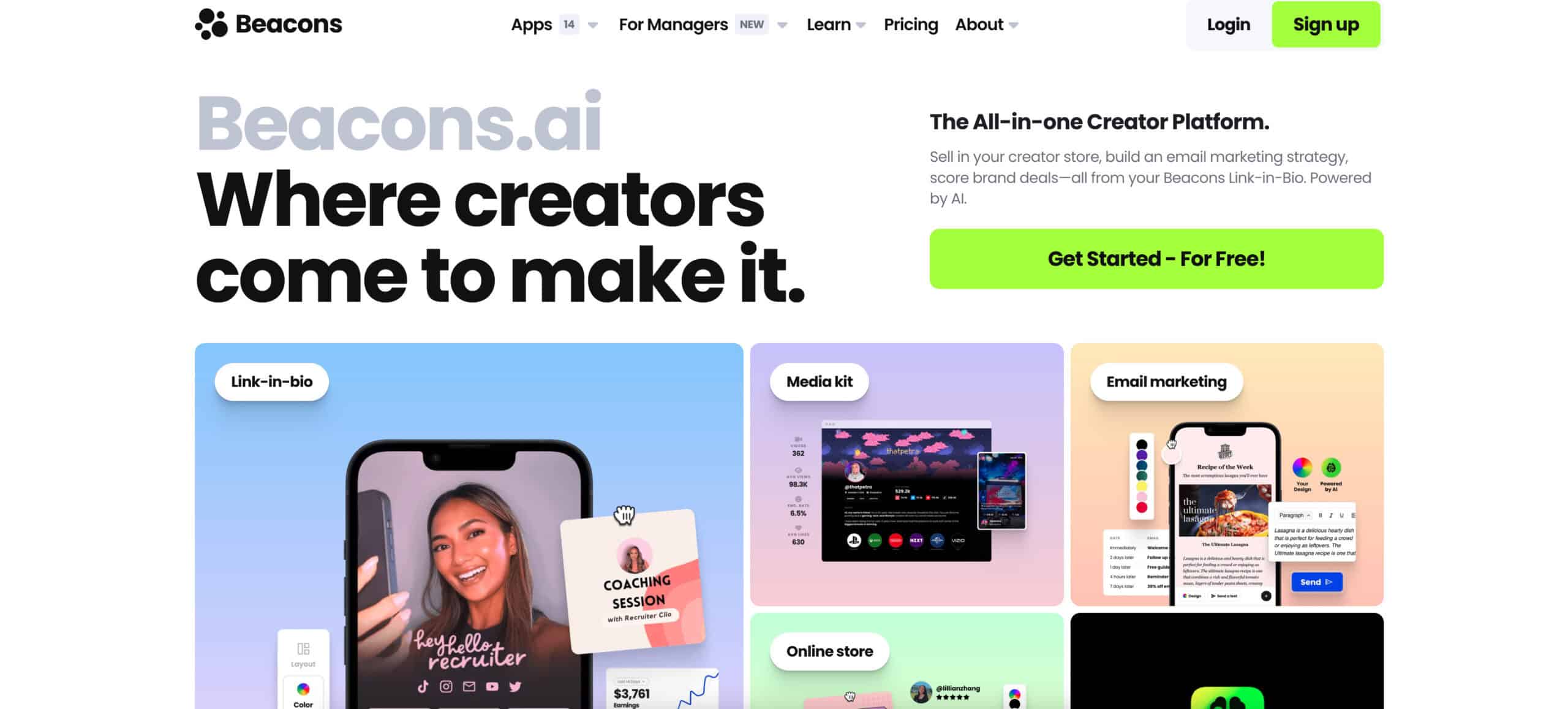 beacons creator store platform sell digital products